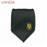 Hand Made Black 100% Silk Tie Military Police Neck Tie