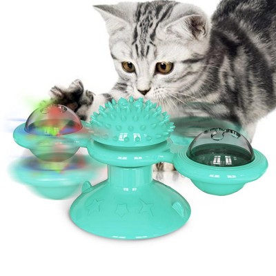 2020 Cat Windmill Toy Interactive  Suction Cup Silicone Scratching Tickle Cats Hair Brush Cat Toy For Pet